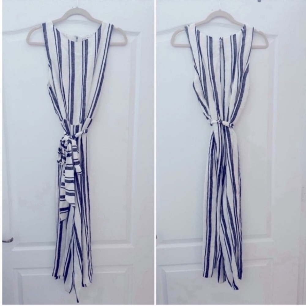 Alice + Olivia linen striped jumpsuit 10 - Picture 2 of 3